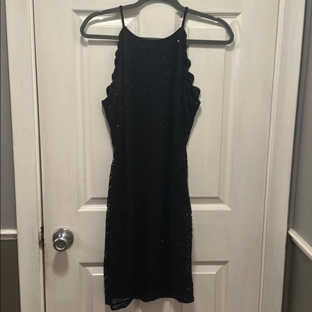 BCX Junior Black sequin lace mini dress SZ 5